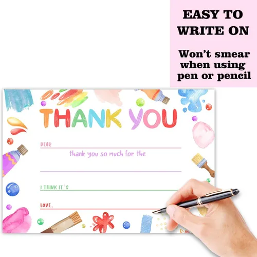 Vista 4 de Tarjetas de agradecimiento en blanco para decoración de fiestas de cumpleaños, notas de agradecimiento para niños o niñas, 20 tarjetas con 20 sobres