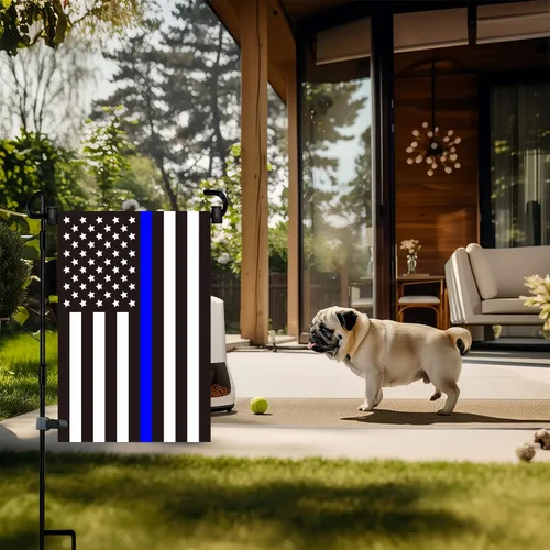 Vista 3 de Soporte para asta de bandera de jardín, banderas de jardín para exteriores con tapón de bandera y clip, pintura impermeable con recubrimiento