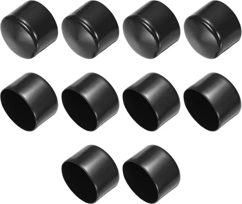 Vista 206 de uxcell 10 tapas de goma para extremos de 0.591 in de identificación, tapa de extremo redondo, protectores de rosca de tornillo, color negro