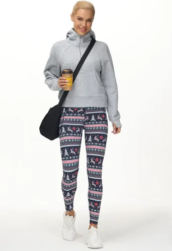Vista 6 de THE GYM PEOPLE Sudaderas con capucha para mujer, media cremallera, manga larga, forro polar, con bolsillos, agujero para el pulgar