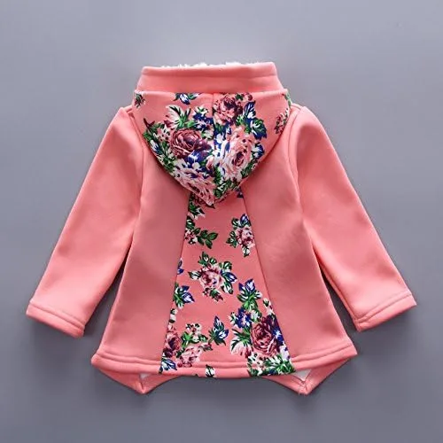 Vista 4 de Conjunto de ropa de primavera y otoño e invierno para niñas pequeñas, terciopelo cálido con capucha y pantalones