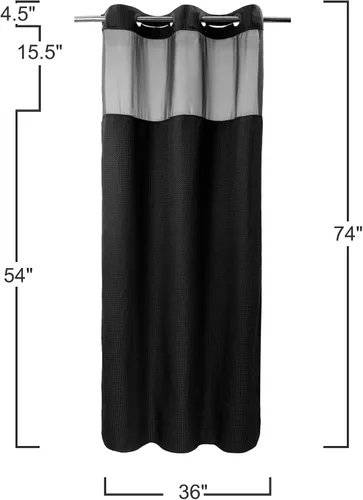 Vista 9 de Cortina de baño River Dream de gran peso sin ganchos necesarios con diseño de gofre punteado y forro a presión - 36W x 74H, de calidad hotelera