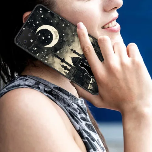 Vista 5 de Funda delgada para Google Pixel 4 XL, funda delgada de silicona de TPU suave a prueba de golpes para Google Pixel 4 XL, gato negro luna estrellada