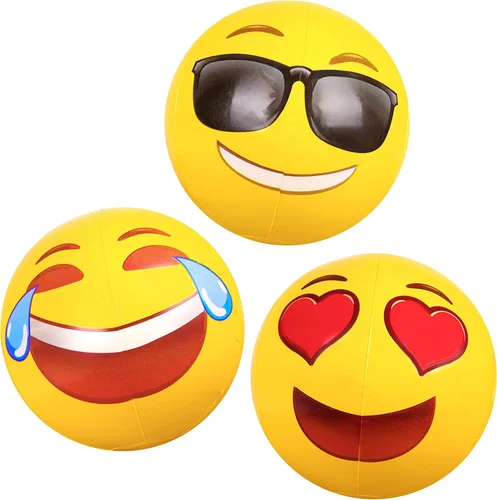 Vista 5 de Coconut Float Emoji - Pelotas de playa inflables de 18 pulgadas, ideales para fiestas de verano y eventos de natación