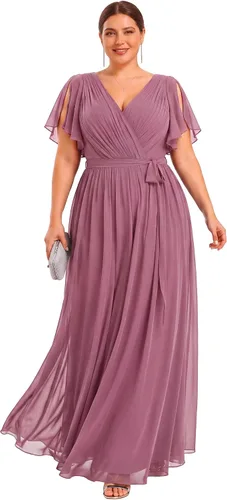 Vista 27 de Ever-Pretty Plus Vestidos de dama de honor formales de gasa para mujer Negro