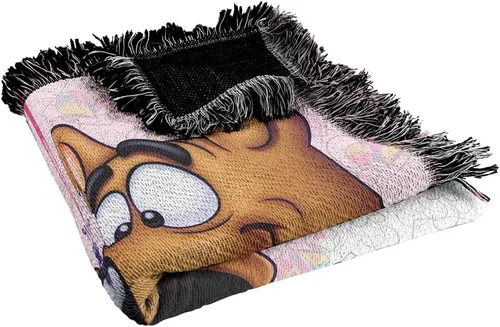 Vista 5 de LOGOVISION Scooby Doo! - Manta de 50 x 60 pulgadas, tejido de mariposa, mezcla de algodón, manta con flecos