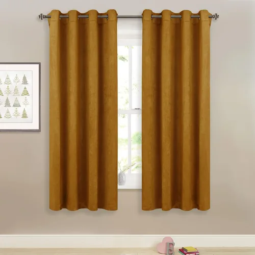 Vista 27 de StangH Cortinas de terciopelo gris de 84 pulgadas para oscurecer la habitación, con aislamiento térmico, cortinas gruesas y pesadas para sala