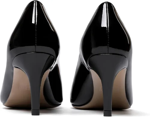 Vista 4 de WAYDERNS Zapatos de tacón medio de charol sólido para mujer, con puntera puntiaguda, 2.5 pulgadas