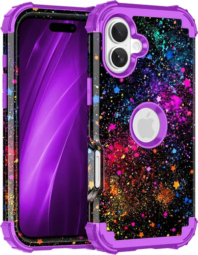 Vista 38 de Miqala Funda para iPhone 12, iPhone 12 Pro, que brilla en la oscuridad, tres capas, resistente a los golpes, protección de plástico duro + funda