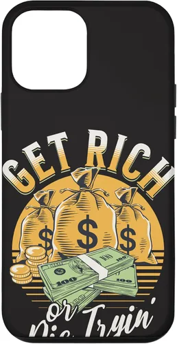 Vista 16 de Funda de dinero millonario para iPhone 12/12 Pro Get Rich or Die Trying Cash Hustle
