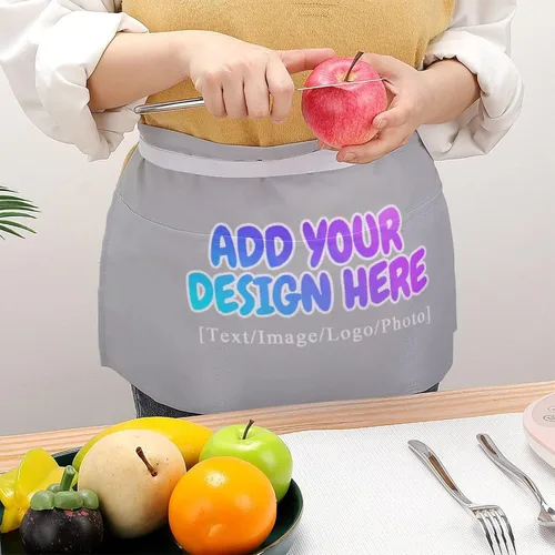 Vista 83 de AXKEUDO Delantal personalizado con bolsillos, delantales de cintura para camarera para cocinar en casa, restaurante, servir trabajo