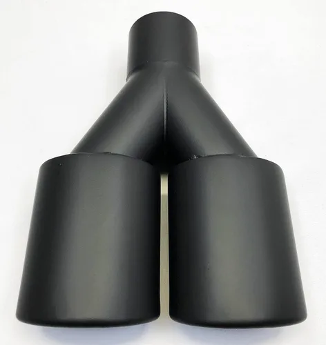 Vista 4 de Punta de escape 2.25 Entrada Dual 3.00 Oval X 2.50 High Outlets 9.75 Long Resonated Matte Black 304 Stainless WDOR30250975-225-MBK-SS Punta