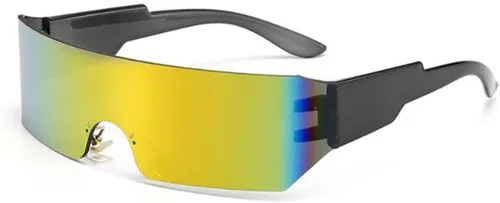 Vista 12 de Gafas de sol envolventes futuristas sin montura de una pieza, a prueba de rayos UV400, gafas de sol deportivas para exteriores para hombres y mujeres