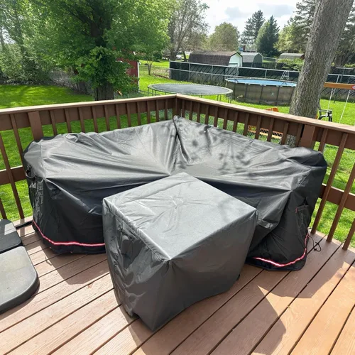 Vista 6 de Turtle Life Funda para sofá modular de patio, resistente a los rayos UV, resistente al agua, antidecoloración, en forma de V, color negro, 70