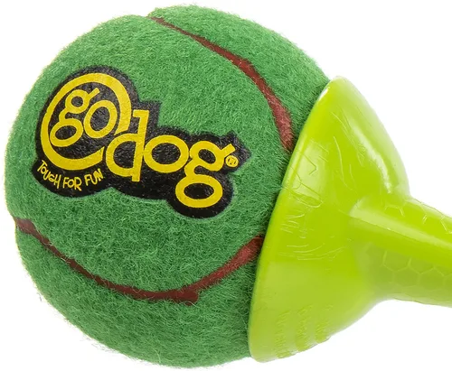 Vista 5 de goDog Holiday Collection goBone - Pelota de tenis de doble cara para perro, color verde/rojo, grande