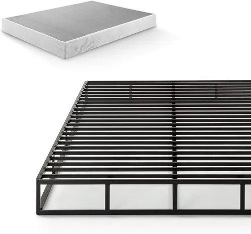 Vista 12 de Zinus Muelle de bloqueo rápido de 4 pulgadas de perfil bajo/Base de colchón/Estructura de acero resistente/Fácil armado, Acero, Blanco