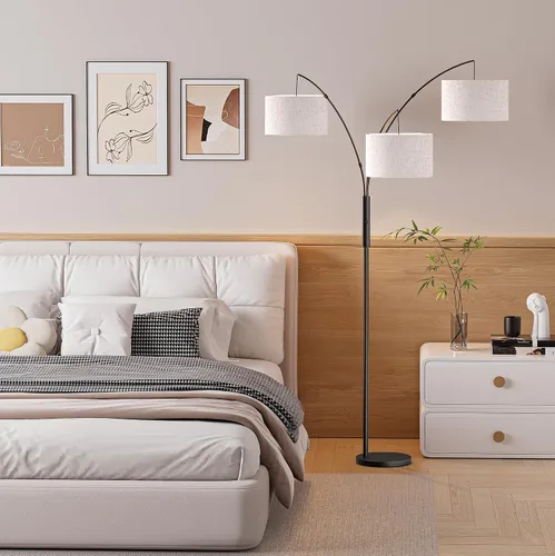 Vista 3 de SIBRILLE - Lámparas de pie de 27 W para sala de estar, lámpara de pie regulable súper brillante, lámpara de pie moderna con control remoto y táctil
