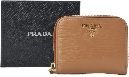 Vista 5 de Prada Portamonete Vitello Move Caramelo Beige Cuero Zip Alrededor Billetera 1MM268