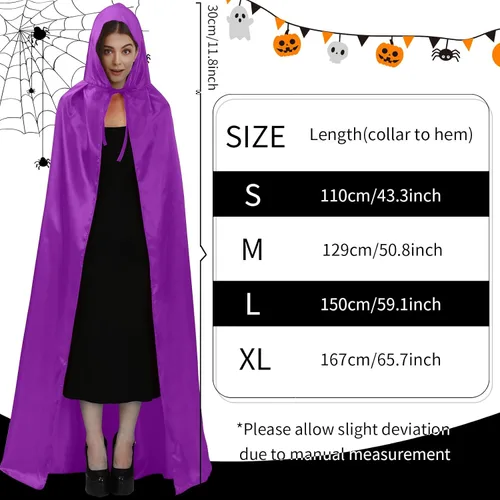 Vista 2 de MoDooris Capa unisex con capucha de longitud completa, disfraz de Halloween, cosplay, bata, disfraz de bruja vampiro, accesorios de 43 a 65.7