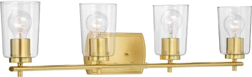 Vista 18 de Progress Lighting Adley Collection - Lámpara de tocador de baño tradicional con 3 luces, de cristal transparente, color negro mate, 7-5/8 x 23 Mate