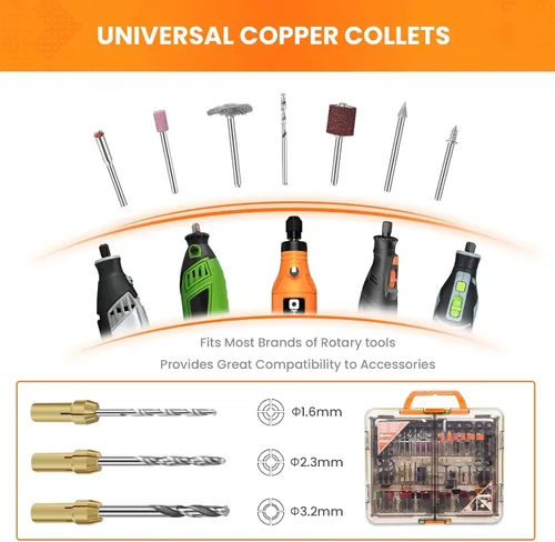 Vista 7 de HARDELL Kit de 508 piezas de accesorios para herramientas rotativas para bricolaje, brocas multiusos de 1/8" para herramientas rotativas, accesorios