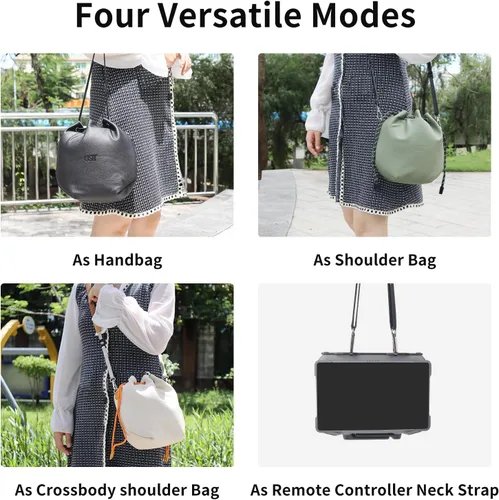 Vista 3 de CQT Bolsa Osmo 360 Mini 3 4 Pro con cordón ajustable, de piel sintética, bolsa de hombro, bolsa de almacenamiento impermeable para DJI Mavic MINI 4
