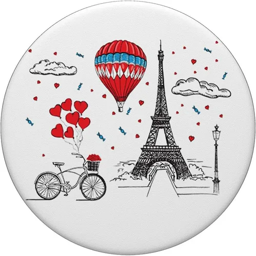 Vista 3 de Torre Eiffel - Globo aerostático - Famosos edificios de París PopSockets intercambiables PopGrip