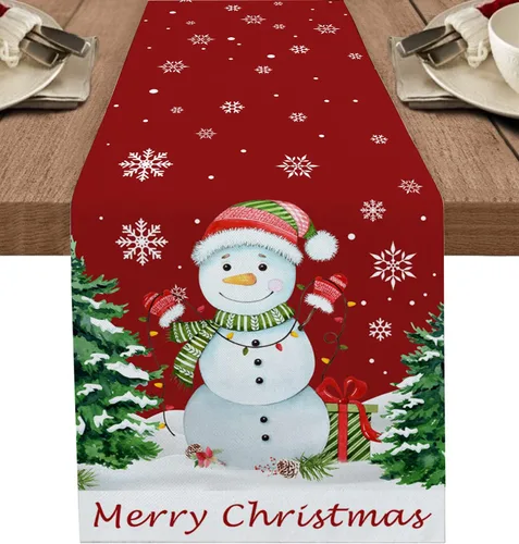 Vista 13 de Daleng Camino de mesa de árbol de búfalo de Navidad de 13 x 36 pulgadas, bufandas antideslizantes para decoraciones, fiestas, cenas y reuniones, 1