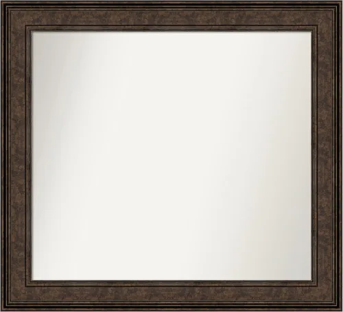 Vista 202 de Amanti Art Espejo de pared personalizado no biselado (25 x 25 pulgadas), marco de bronce acentuado, varios tamaños personalizados, espejo de baño