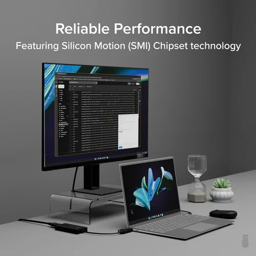 Vista 3 de Plugable Adaptador USB a DisplayPort - Conéctate a través de USB-C o USB 3.0 para agregar una pantalla de 2560 x 1440 - Compatible con Mac
