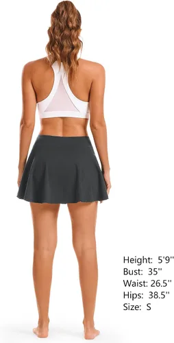 Vista 5 de Stelle Faldas de tenis y golf para mujer, cintura alta con bolsillos, pantalones cortos interiores para atletismo, deportes, correr, pickleball