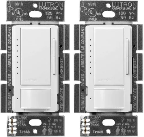 Vista 19 de Lutron Maestro Interruptor regulador con sensor de movimiento para baño, garaje, lavandería y armario, sensor de ocupación y ausencia