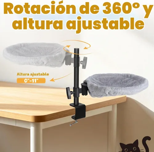 Vista 3 de Topmart Cama de escritorio para gatos con rotación de 360° y altura