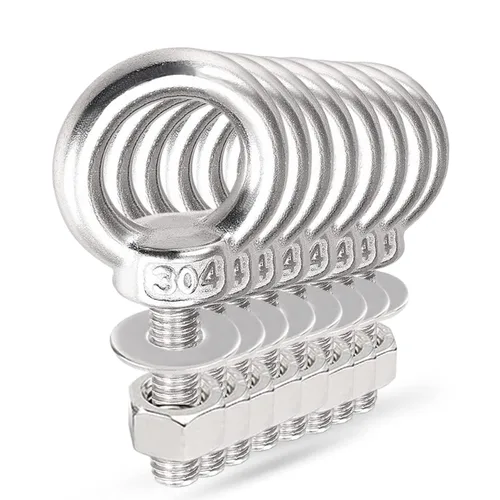 Vista 9 de Tornillos de Ojo de Hombro, Tornillo de Elevación de Acero Inoxidable 304 de Servicio Pesado con Anillos de Elevación Roscados, Arandelas y Tuercas
