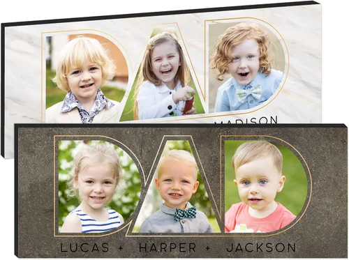 Vista 7 de Regalos para papá de hija, hijo – Dad Photo Sign personalizado con imágenes de niños – 11 x 5 pulgadas y 18 x 7 pulgadas – 10 colores de fondo