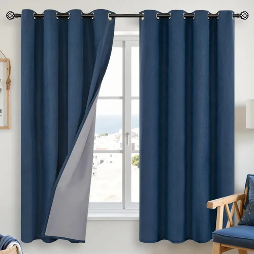 Vista 69 de YoungsTex - Cortinas opacas de lino para dormitorio, oscurecimiento de la habitación, cortinas con textura de lino, paneles con aislamiento térmico