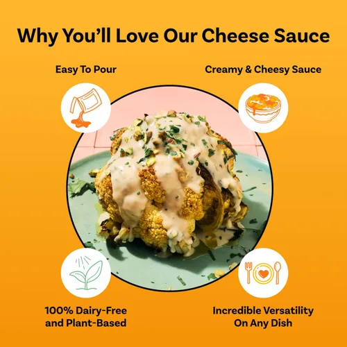 Vista 3 de Salsa de queso cheddar sin lácteos, rica a base de plantas, cremosa, salsa de queso, 14.2 onzas (paquete de 8)
