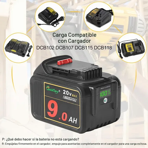 Vista 6 de Waitley - Paquete de 2 baterías de repuesto de 20 V 9.0 Ah compatibles con herramientas Dewalt