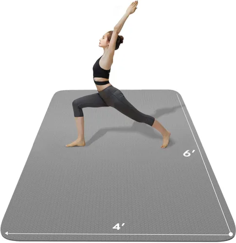 Vista 8 de FrenzyBird - Esterilla grande de yoga de 6'x 4' (72"x 48") — Esterilla de ejercicio extra ancha de 1/4" y 1/3" de 183cm x 122cm, gran esterilla