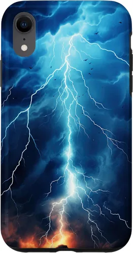 Vista 24 de iPhone 13 Pro Max Cool Blue Lightning Bolt Storm Funda de arte gráfico Wild Nature Sky