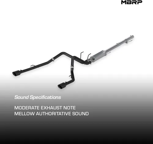 Vista 3 de MBRP S5146BLK Negro Recubierto 2 1/2" Doble Split Trasero Cat Back a través de Stock Bumper negro (Black Coated)