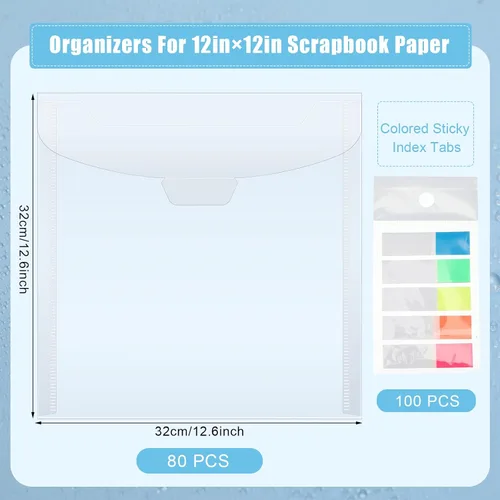 Vista 2 de Eaasty Organizador de almacenamiento de papel para álbumes de recortes, 80 unidades, 12 x 12 pulgadas, impermeable, archivos individuales de carga