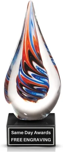 Vista 39 de Premio de Vidrio Artístico Soplado a Mano – Premio Elegante con Grabado Personalizado para Corporativo, Deportes, Jubilación, Reconocimiento