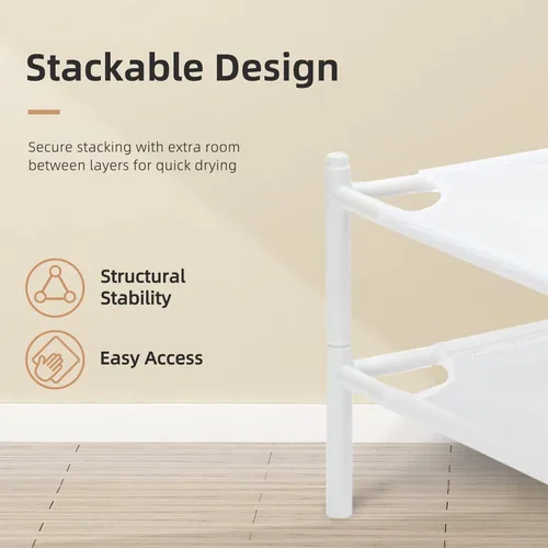 Vista 26 de STORAGE MANIAC Estante para Secar Suéteres, Estante de Secar Ropa de Malla, Estante de Secar Ropa de lavandería Apilable, Secador Plano