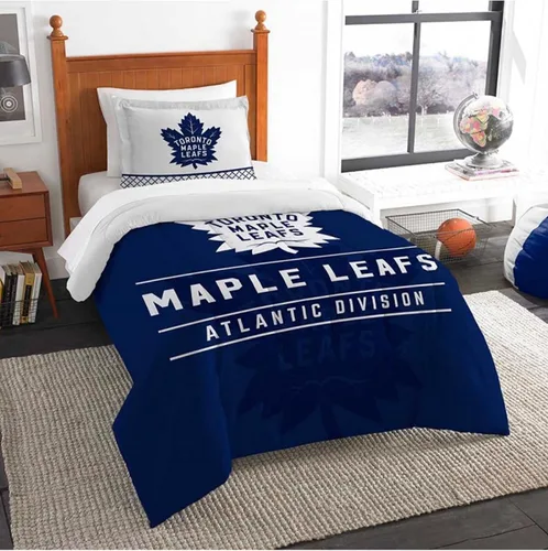 Vista 5 de Juego de edredón y funda de almohada para cama individual o matrimonial/queen, con licencia oficial de la NHL