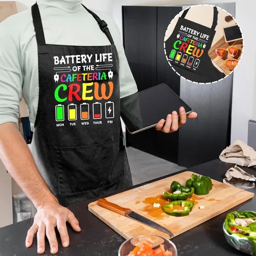 Vista 6 de Cafeteria Worker Gifts Adjustable Apron with Pockets, Lunch Lady Hero Appreciation Gifts