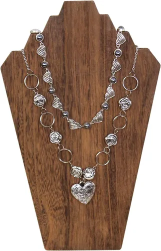 Vista 4 de Ikee Design 2 piezas de madera ligera para collares, caballete de busto, exhibición de joyas para espectáculos, soporte de exhibición de collares