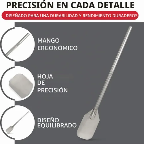 Vista 5 de Winco Paleta mezcladora de acero inoxidable de 36" Resistente, mango reforzado, bordes contorneados