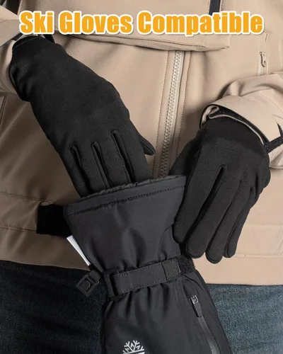 Vista 5 de RIGWARL Glove Liners - Guantes de correr ligeros para hombres y mujeres, con tiras antideslizantes, guantes de esquí resistentes al viento