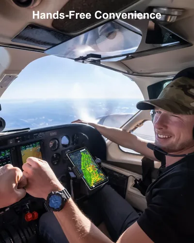 Vista 5 de Soporte de yugo para iPad, soporte para tableta de piloto de aviación de cuello de cisne, soporte giratorio de 360° con abrazadera resistente